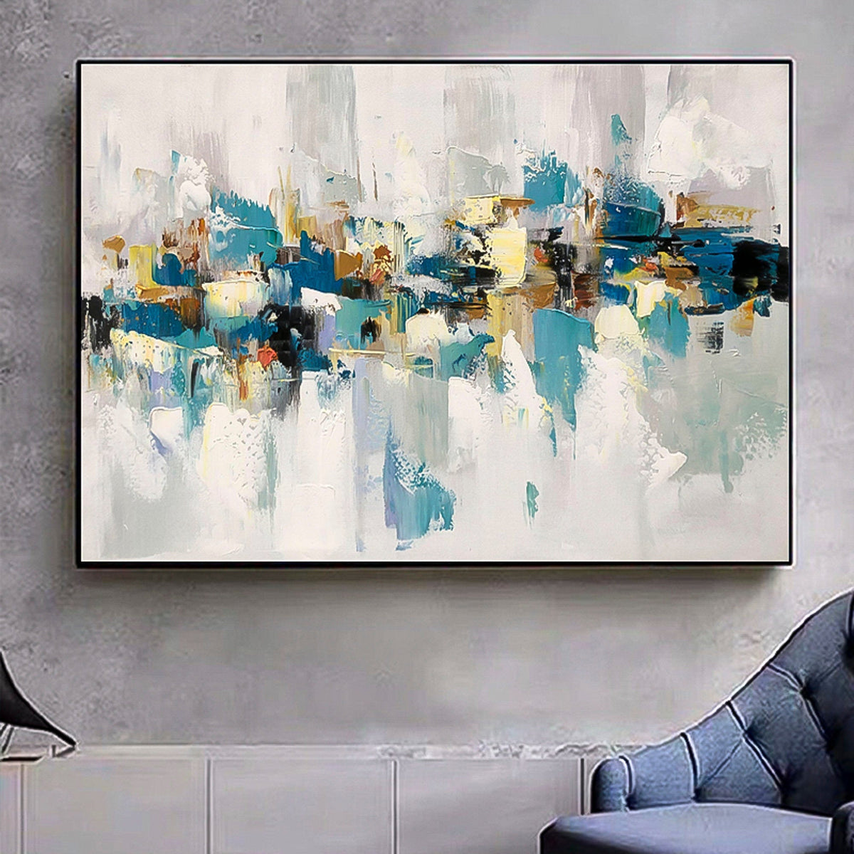 Creative Abstract Huge wall art Oil Painting Abstract brush stroke art Wall Art therapy Horizontal