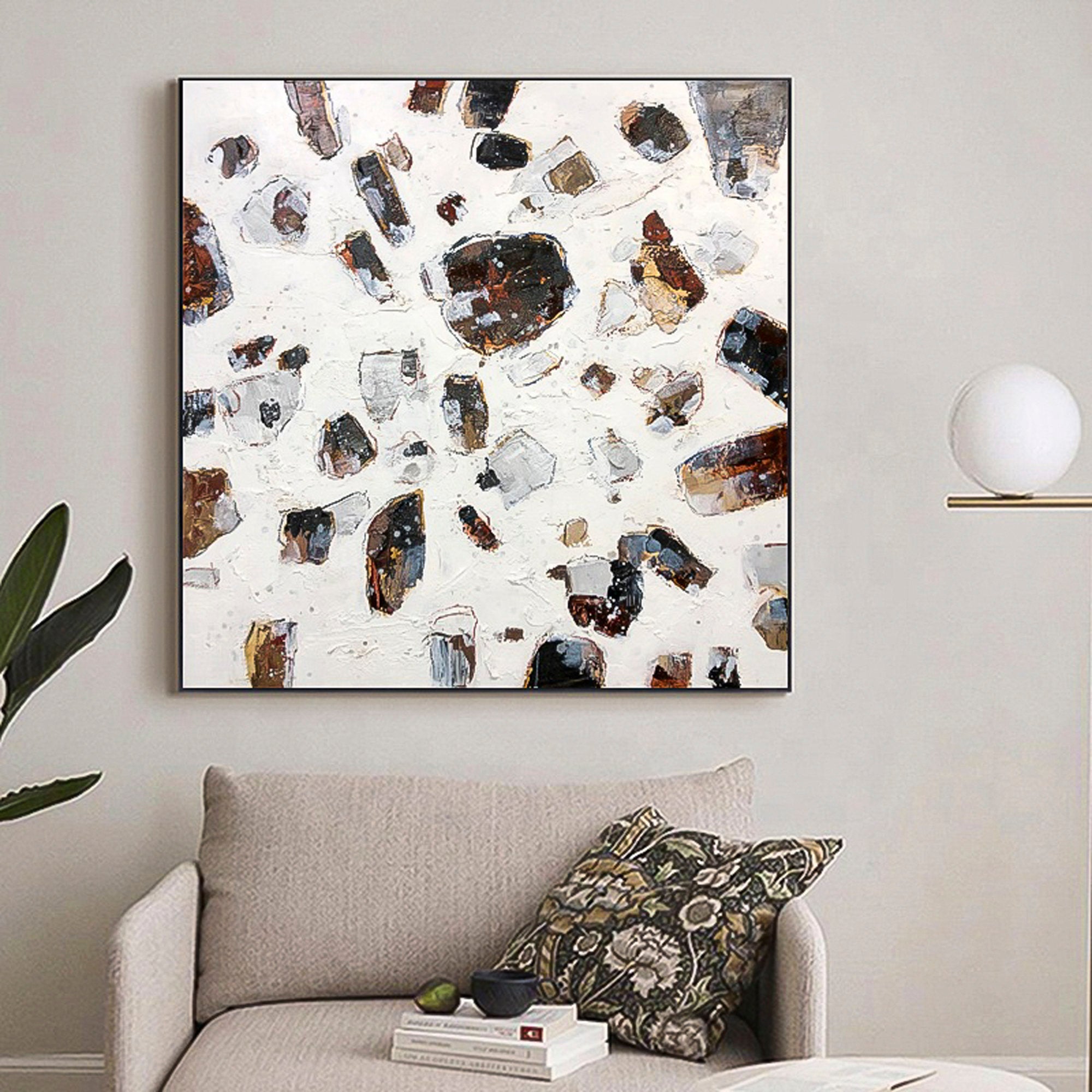 Abstract rock painting ideas Palette Knife heavy textured square huge wall art