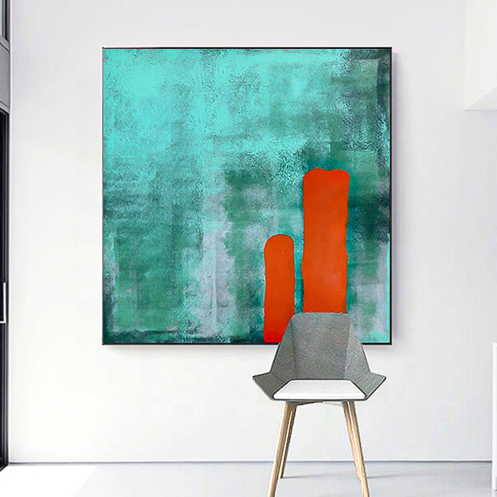 Original handmade minimalist painting expressionist Painting 2 piece wall art abstract Square set of 2 colorful Abstract Wall Art