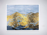 Mountain art oil painting Original handmade mountain climber art with gold foil art Huge wall art Abstract brush stroke art Horizontal