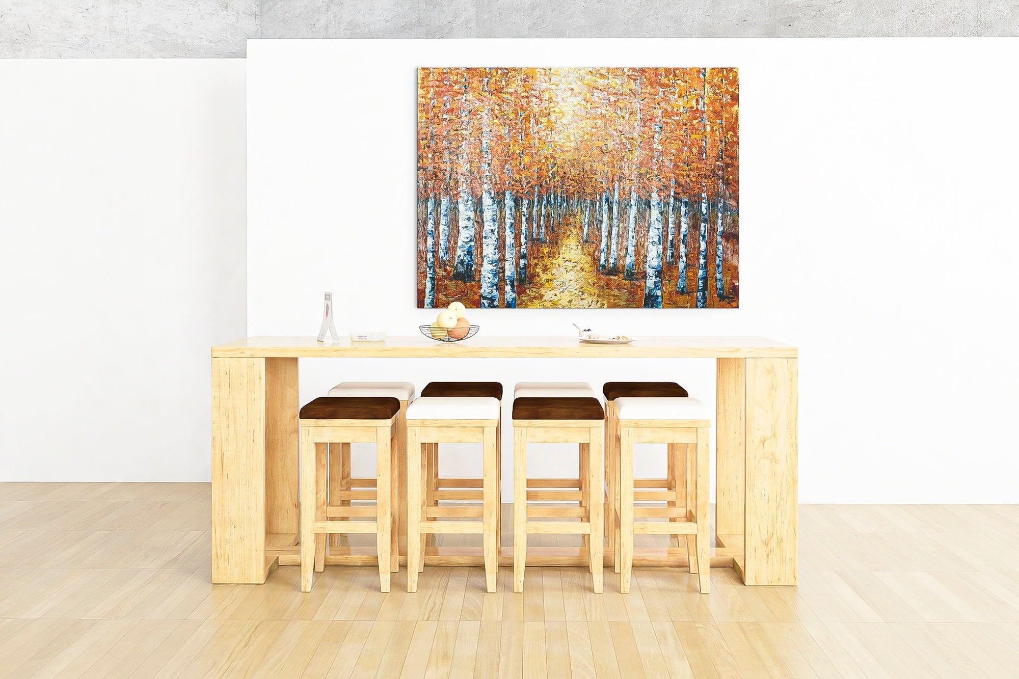 Landscape park birch tree art oil painting Original handmade Huge wall art Abstract brush stroke art Horizontal