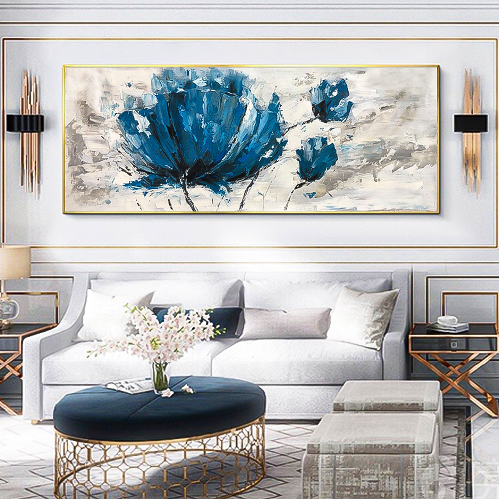 Extra Large Abstract Oil Paintings On Canvas Modern floral oil Painting Handmade Fine Art Contemporary Painting Panoramic wall art