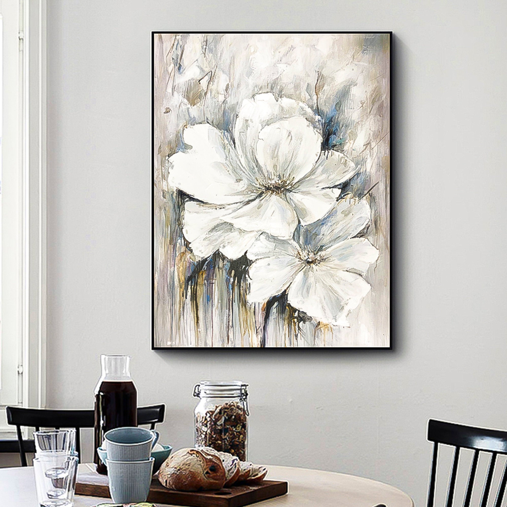 Modern Abstract floral oil painting unframed floral oil painting or framed vertical high quality handmade painting on canvas