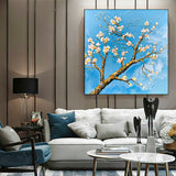 Floral oil painting Japanese Sakura Tree Abstract Brush stroke art multicolor Huge Abstract Art Palette Knife heavy textured