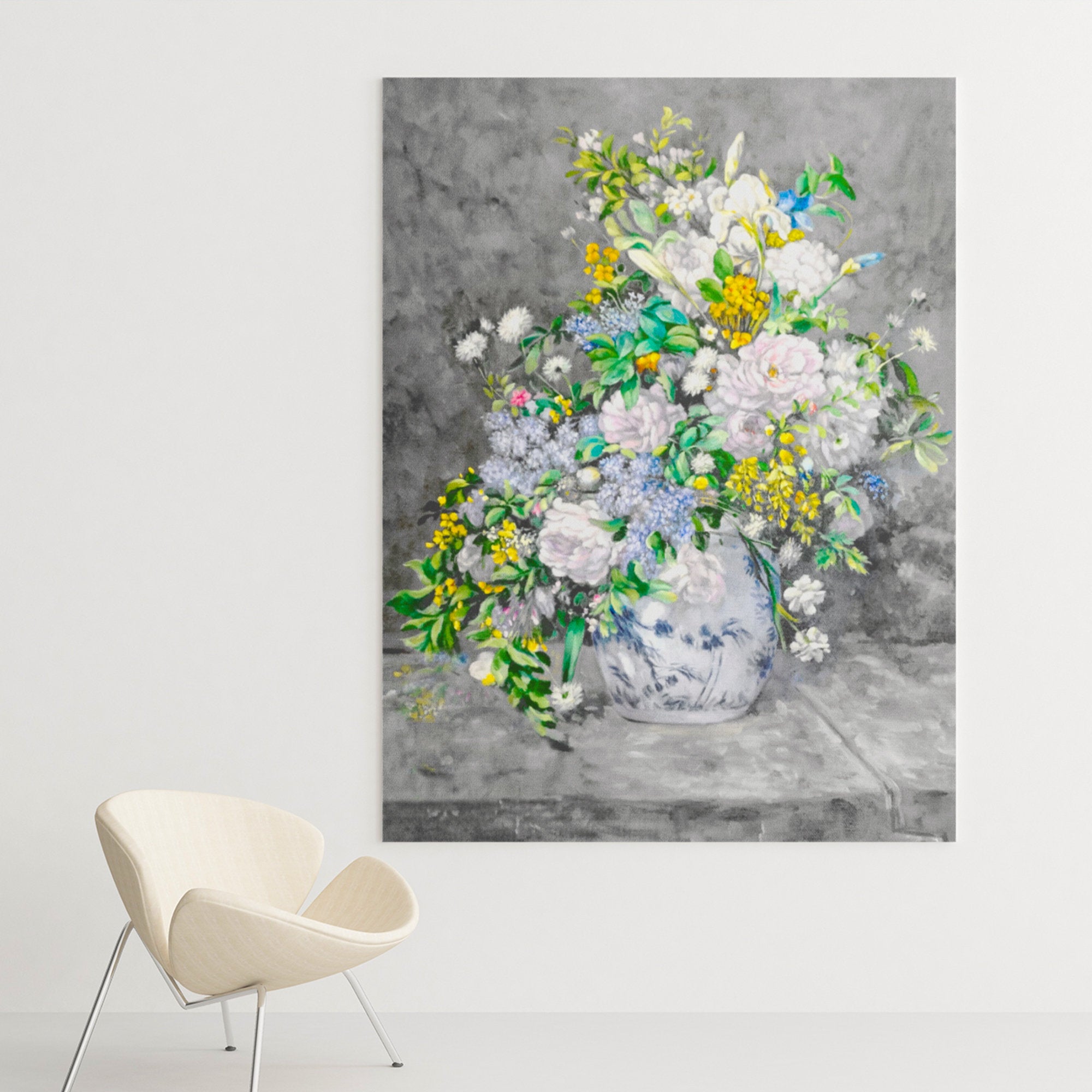 Flower in vase Abstract floral oil painting unframed floral oil painting or framed vertical high quality handmade painting on canvas