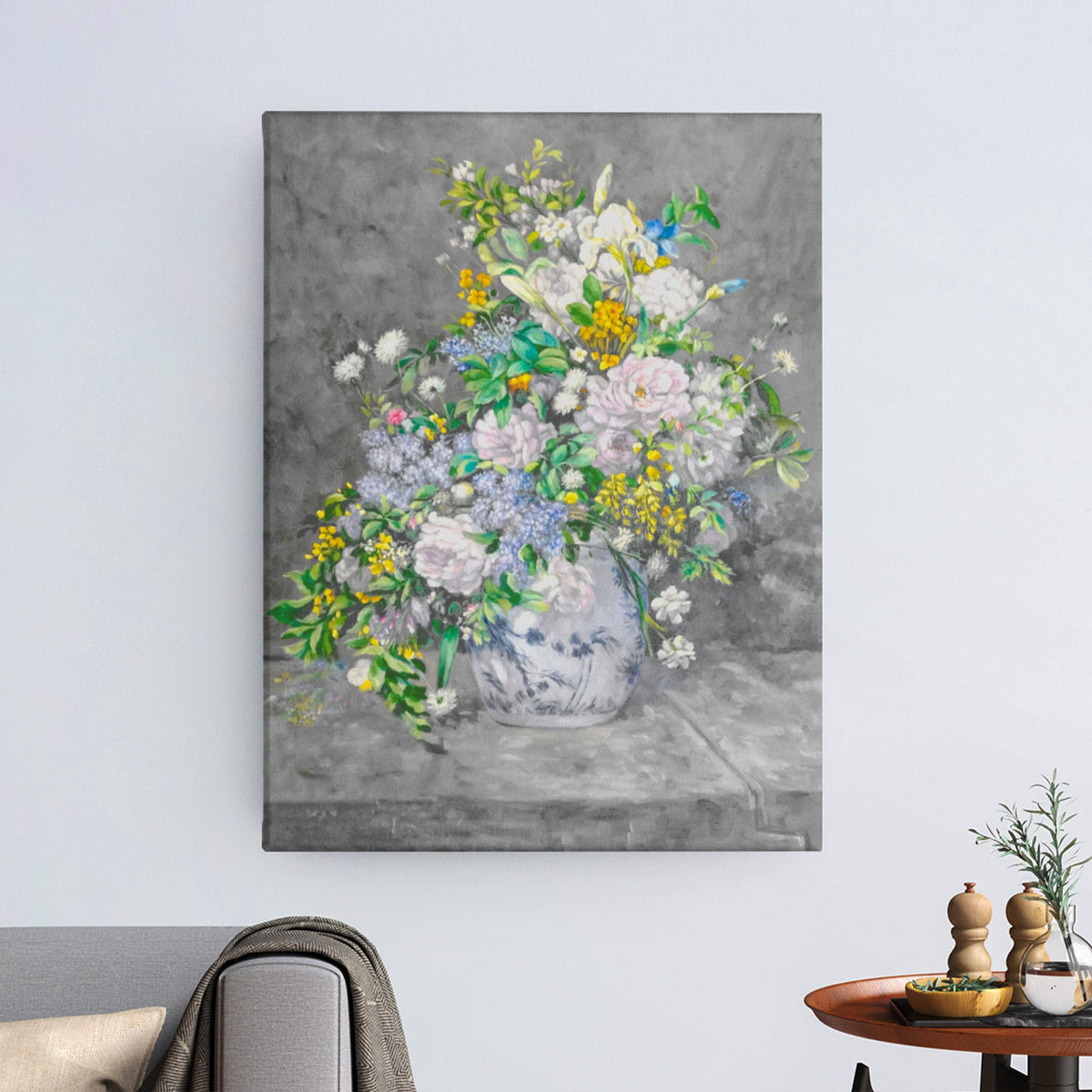 Flower in vase Abstract floral oil painting unframed floral oil painting or framed vertical high quality handmade painting on canvas