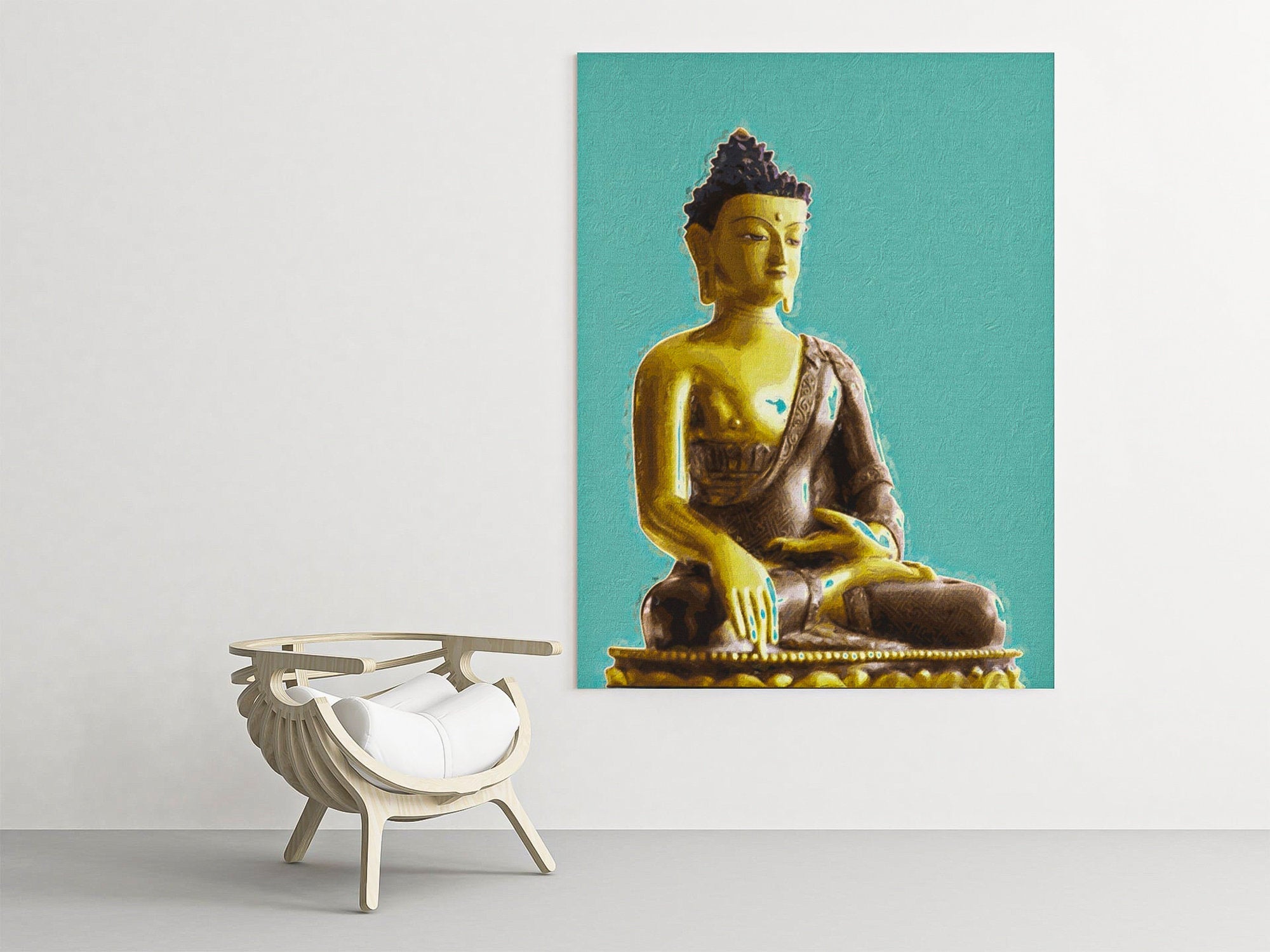 Buddha painting buddha statue buddha home decor heavy textured palette knife original oil painting on canvas