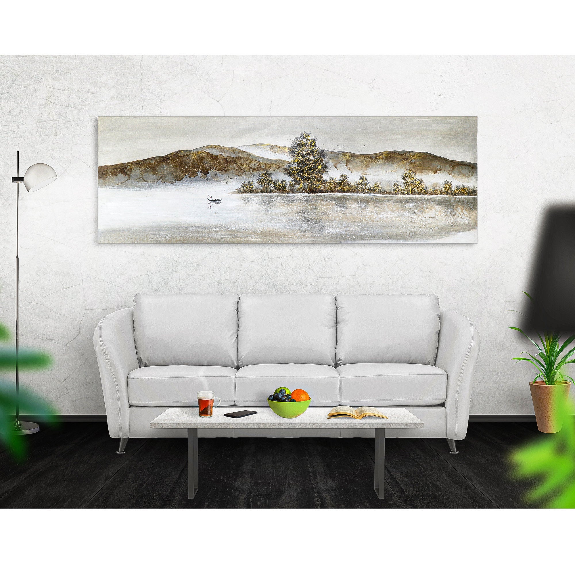 Chinese mountain painting Extra Large Abstract Oil Paintings On Canvas with gold foil Fine Art Contemporary Painting Panoramic wall art