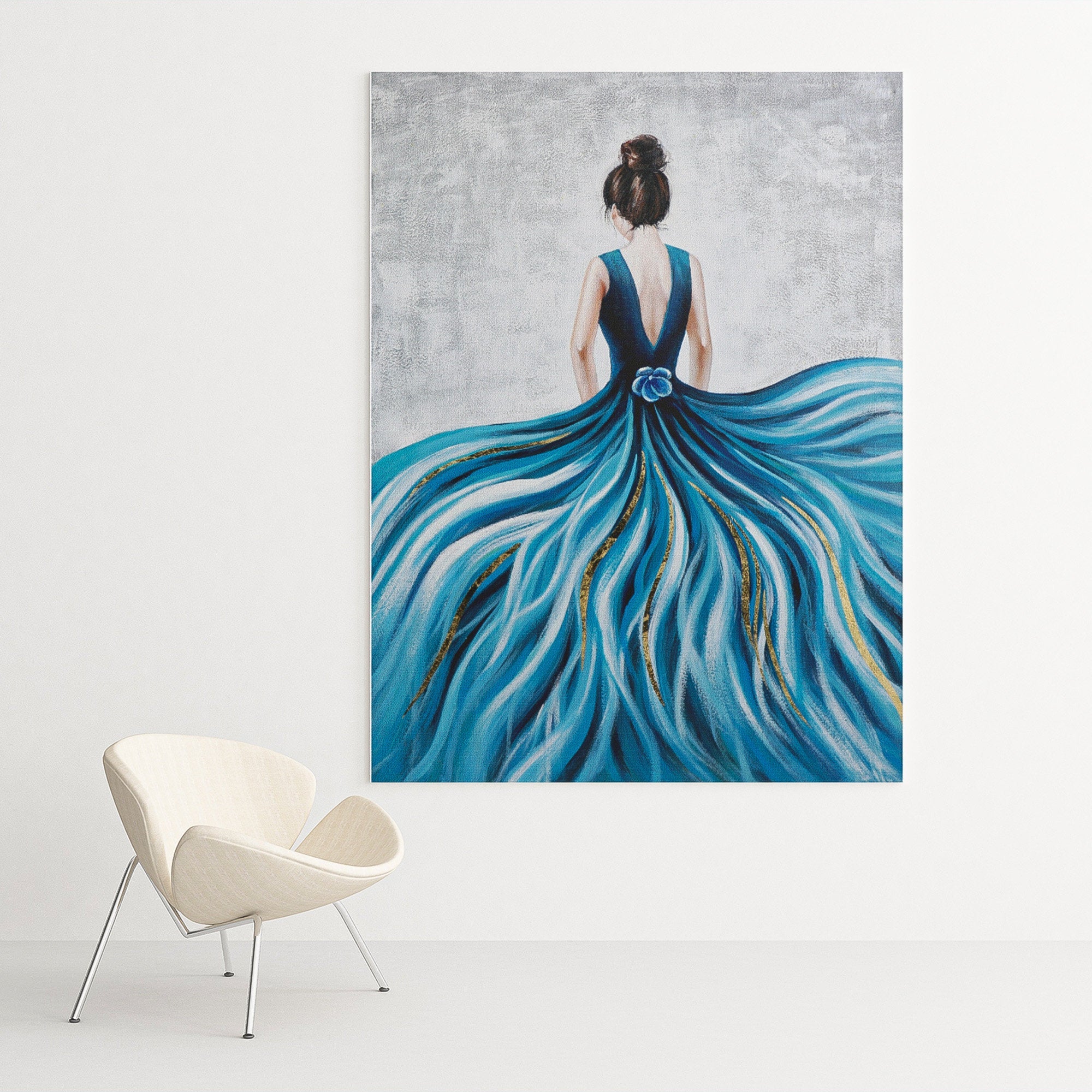 Ballerina wall art, female with elegant dress wall art, Abstract Woman Art, modern abstract home decor heavy textured