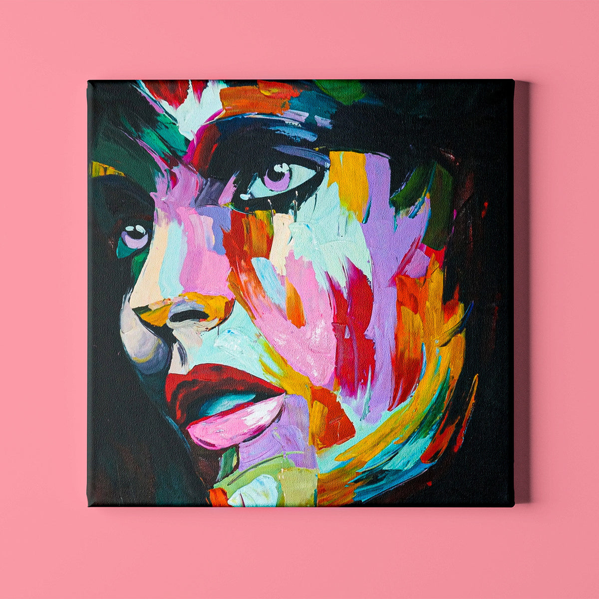 Minimalist wall art face, 100% handmade oil painting, Abstract Face Art Colorful, Female Face Canvas, Woman Face Drawing,Woman Face Painting